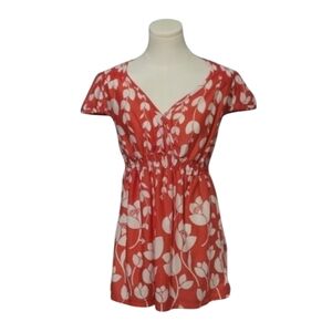 Motherhood Maternity Pink and White Floral Wrap Short Sleeve Blouse Size Medium